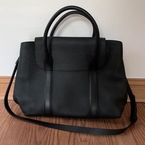 Cuyana Trapeze Satchel Black Leather